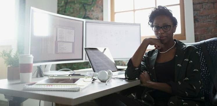 person sitting at desk