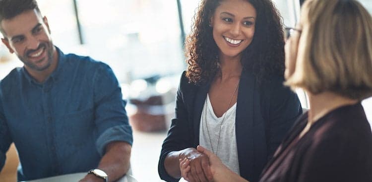 congratulating employee