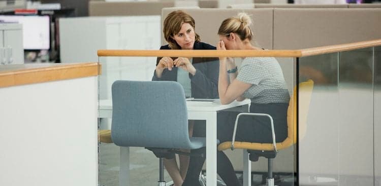 person crying in meeting